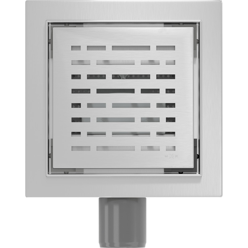 Mexen Flat-Q M01 wpust podłogowy kwadratowy 12 x 12 cm, inox - 1010312