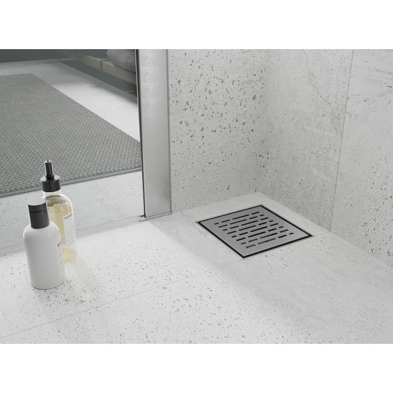 Mexen Flat-Q M01 wpust podłogowy kwadratowy 15 x 15 cm, inox - 1010315