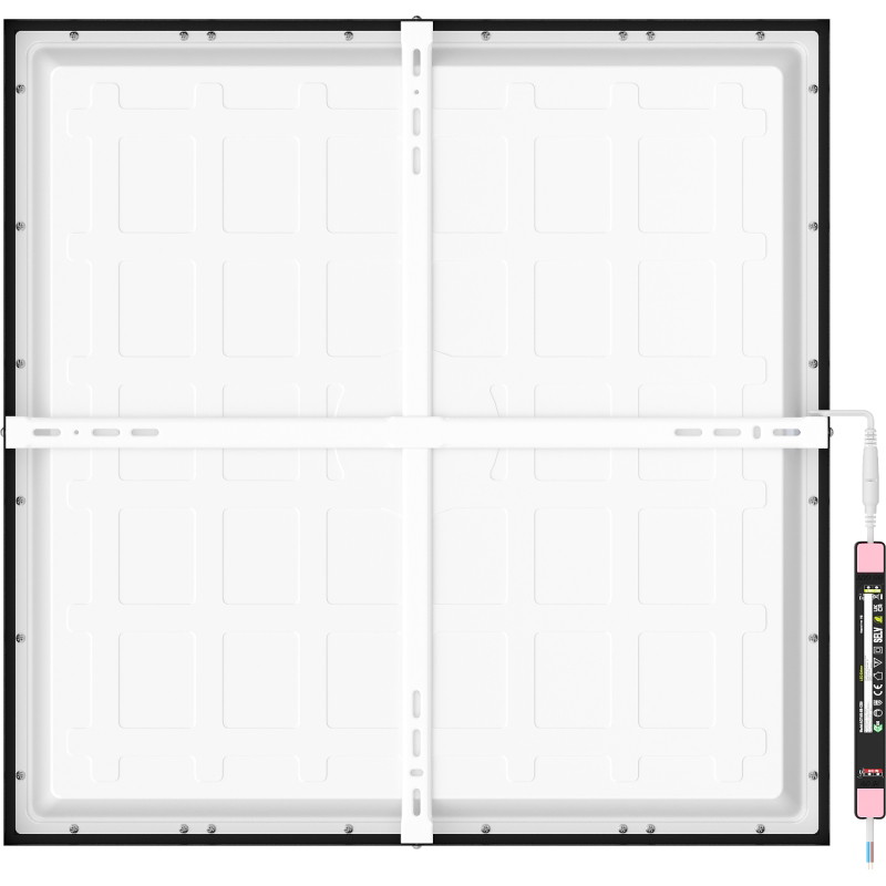 Mexen Brill-S panel sufitowy LED natynkowy 60 x 60 cm, 48W, Neutralna - 4000K, 4800 lm, czarny - L206-060-060-4840-70