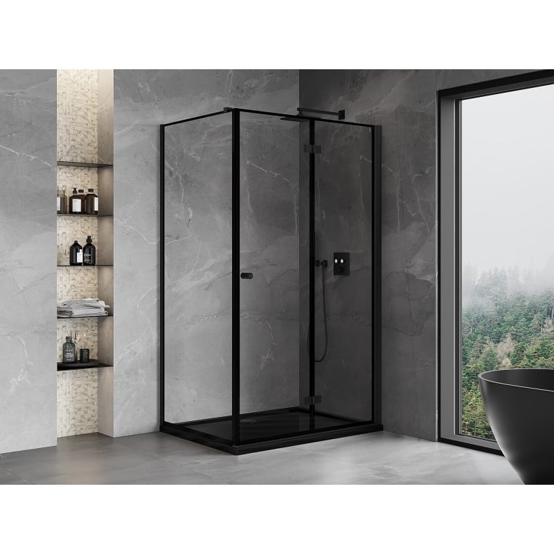 Mexen Mist-F kabina prysznicowa składana prawa 80 x 85 cm, czarna ramka, czarna - 8A6T-080-085-70-70-P
