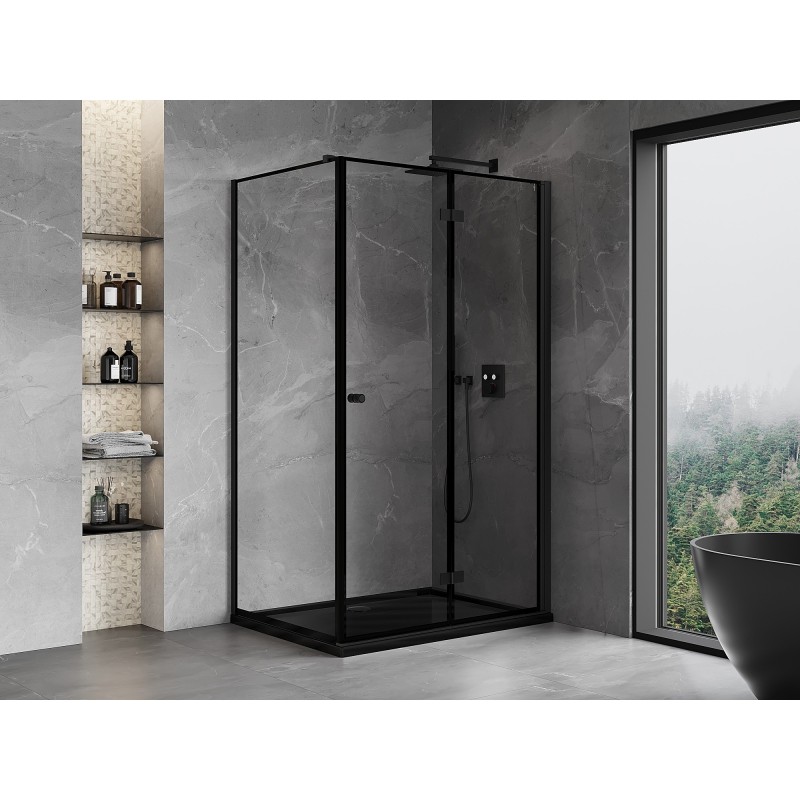 Mexen Mist-F kabina prysznicowa składana prawa 85 x 90 cm, czarna ramka, czarna - 8A6T-085-090-70-70-P