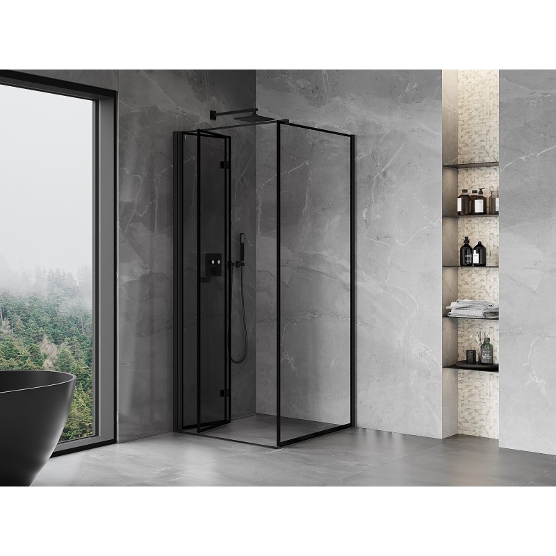 Mexen Mist-F kabina prysznicowa składana lewa 70 x 70 cm, czarna ramka, czarna - 8A6T-070-070-70-70-L