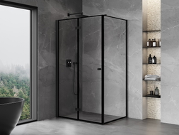 Mexen Mist-F kabina prysznicowa składana lewa 70 x 85 cm, czarna ramka, czarna - 8A6T-070-085-70-70-L