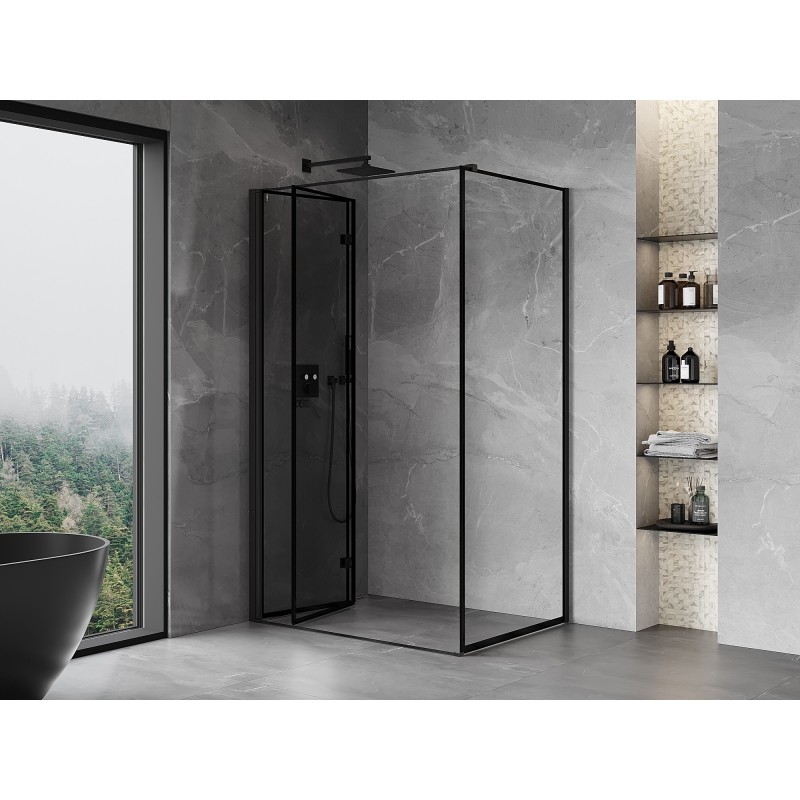 Mexen Mist-F kabina prysznicowa składana lewa 90 x 95 cm, czarna ramka, czarna - 8A6T-090-095-70-70-L