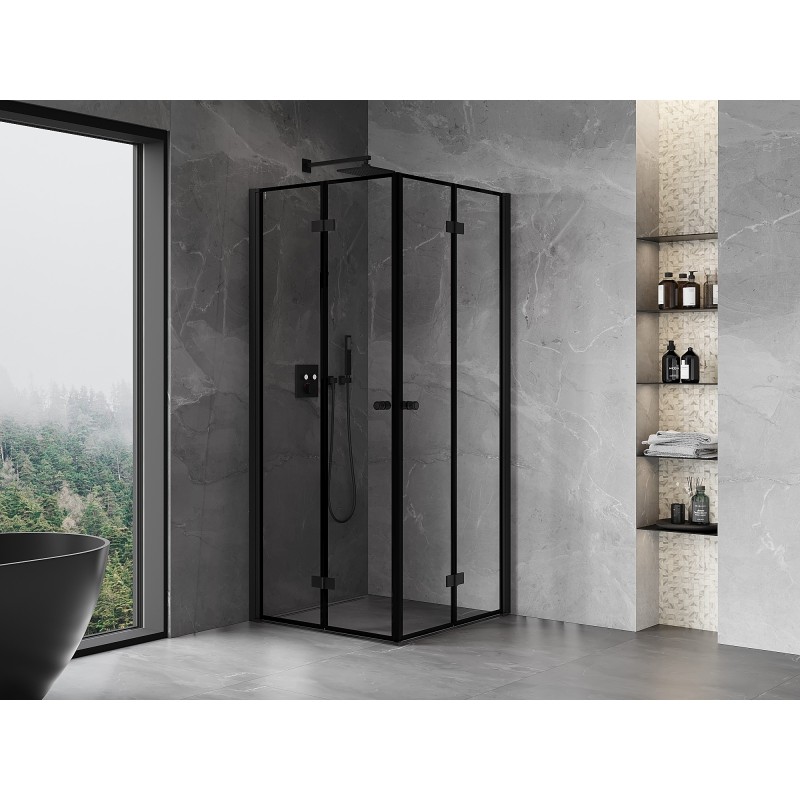 Mexen Mist-F Duo kabina prysznicowa składana 70 x 70 cm, czarna ramka, czarna - 8A6-070L-070P-70-70