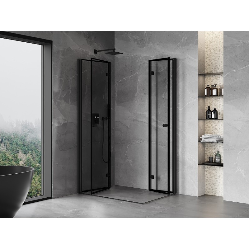 Mexen Mist-F Duo kabina prysznicowa składana lewa 85 x 75 cm, czarna ramka, czarna -  8A6-085L-075P-70-70