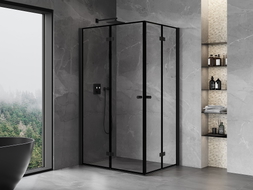 Mexen Mist-F Duo kabina prysznicowa składana lewa 90 x 85 cm, czarna ramka, czarna -  8A6-090L-085P-70-70