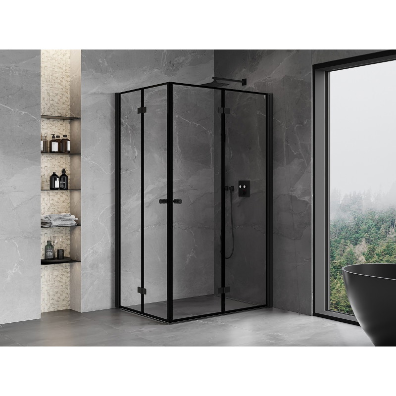 Mexen Mist-F Duo kabina prysznicowa składana prawa 80 x 100 cm, czarna ramka, czarna -  8A6-080L-100P-70-70