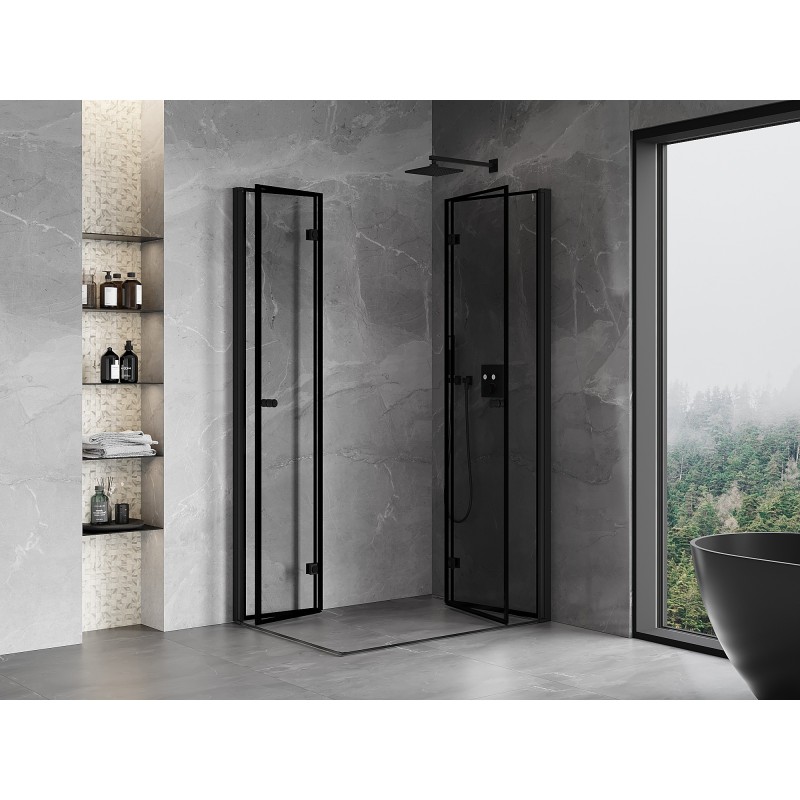 Mexen Mist-F Duo kabina prysznicowa składana prawa 85 x 110 cm, czarna ramka, czarna -  8A6-085L-110P-70-70