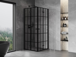 Mexen Mist-F Duo kabina prysznicowa składana 80 x 80 cm, czarna kratka, czarna - 8A6-080L-080P-70-77