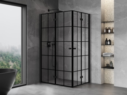 Mexen Mist-F Duo kabina prysznicowa składana lewa 100 x 80 cm, czarna kratka, czarna -  8A6-100L-080P-70-77