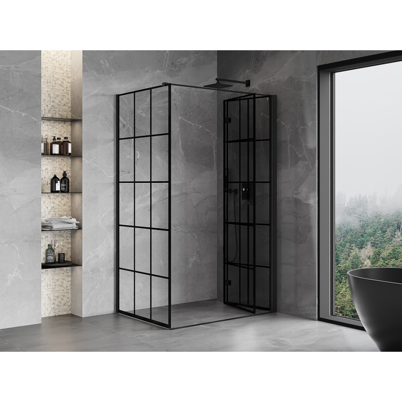 Mexen Mist-F kabina prysznicowa składana prawa 70 x 85 cm, czarna kratka, czarna - 8A6T-070-085-70-77-P