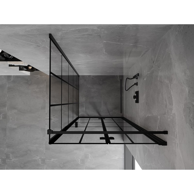 Mexen Mist-F kabina prysznicowa składana prawa 85 x 85 cm, czarna kratka, czarna - 8A6T-085-085-70-77-P
