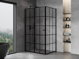 Mexen Mist-F kabina prysznicowa składana lewa 90 x 80 cm, czarna kratka, czarna - 8A6T-090-080-70-77-L