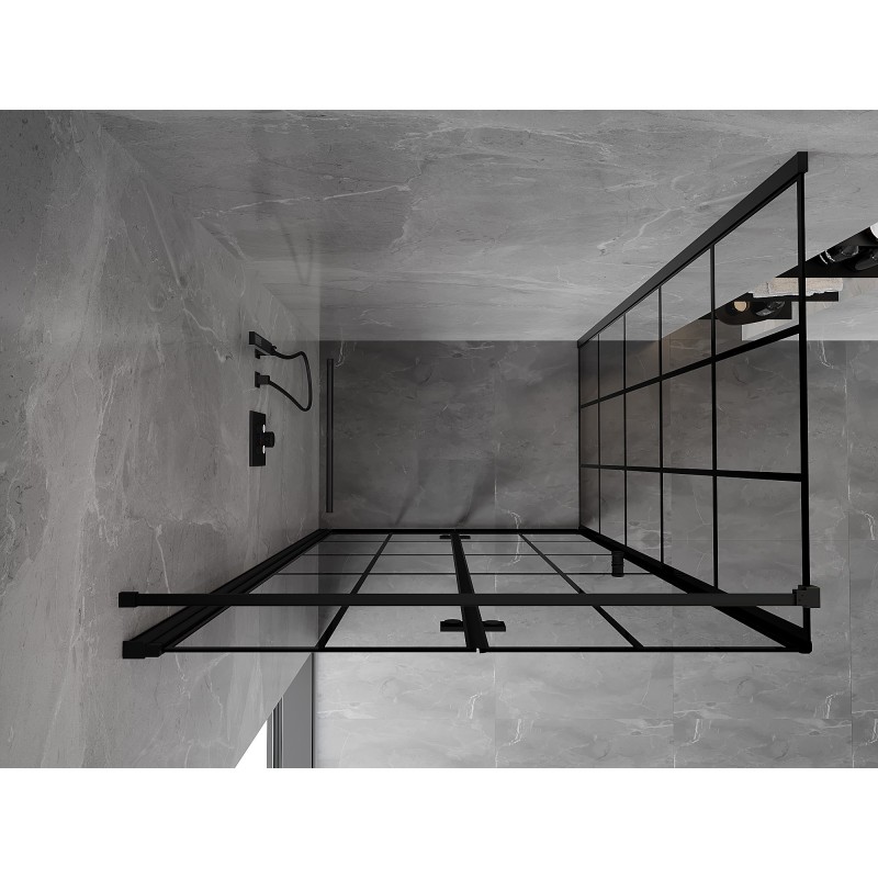Mexen Mist-F kabina prysznicowa składana lewa 95 x 80 cm, czarna kratka, czarna - 8A6T-095-080-70-77-L