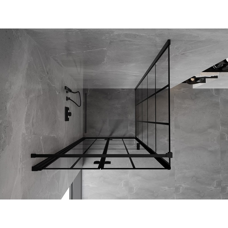 Mexen Mist-F kabina prysznicowa składana lewa 95 x 95 cm, czarna kratka, czarna - 8A6T-095-095-70-77-L