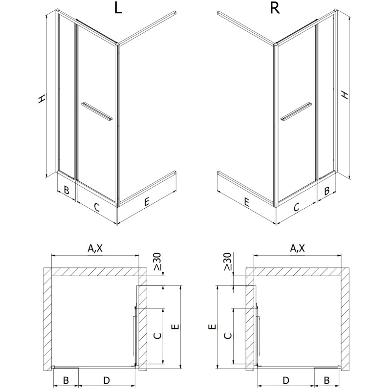 Mexen Linea drzwi prysznicowe rozsuwane 85 cm, transparent, chrom - 8E1-085-000-01-01