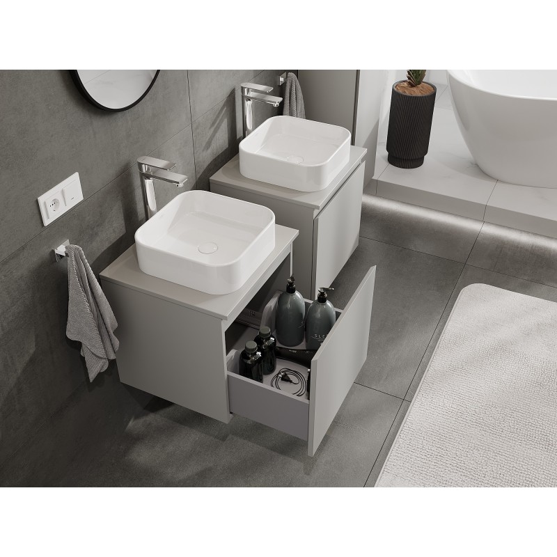 Mexen Orio szafka łazienkowa podumywalkowa 50 cm z blatem, 1 szuflada, szara mat - 91A10-05047-1-BFC62