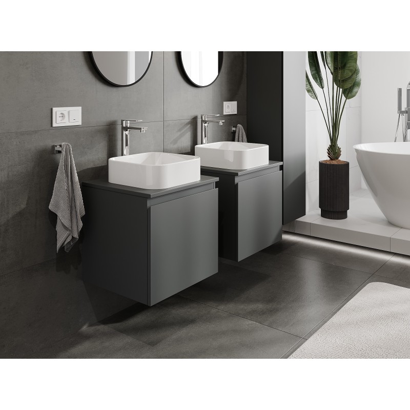 Mexen Orio szafka łazienkowa podumywalkowa 50 cm z blatem, 1 szuflada, grafit mat - 91A10-05047-1-BFC66
