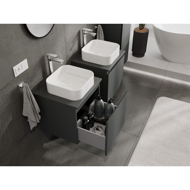 Mexen Orio szafka łazienkowa podumywalkowa 50 cm z blatem, 1 szuflada, grafit mat - 91A10-05047-1-BFC66