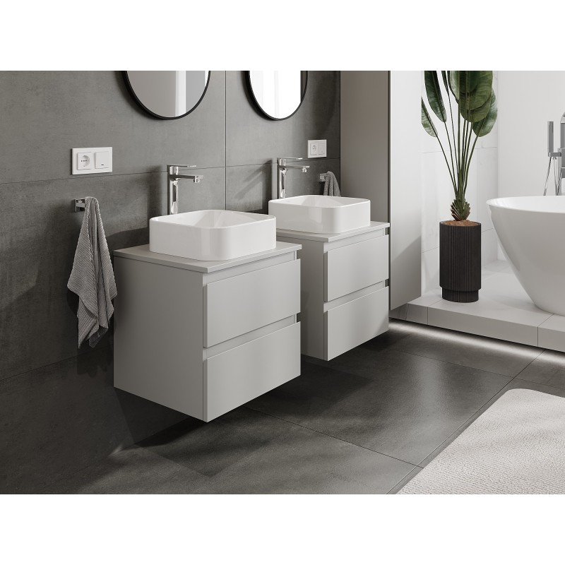 Mexen Orio szafka łazienkowa podumywalkowa 50 cm z blatem, 2 szuflady, szara mat - 91A10-05047-2-BFFC62