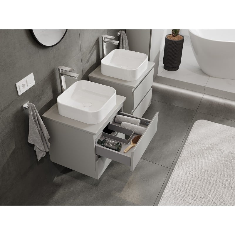 Mexen Orio szafka łazienkowa podumywalkowa 50 cm z blatem, 2 szuflady, szara mat - 91A10-05047-2-BFFC62