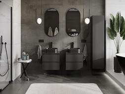 Mexen Orio szafka łazienkowa podumywalkowa 50 cm z blatem, 2 szuflady, czarna mat - 91A10-05047-2-BFFC71
