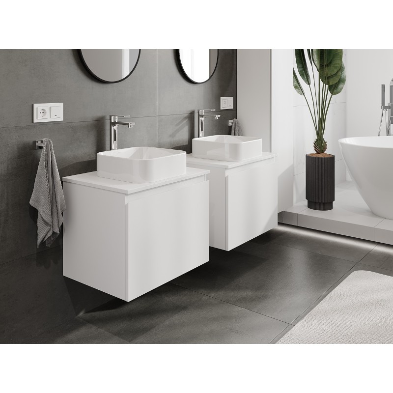 Mexen Orio szafka łazienkowa podumywalkowa 60 cm z blatem, 1 szuflada, biała mat - 91A10-06047-1-BFC01