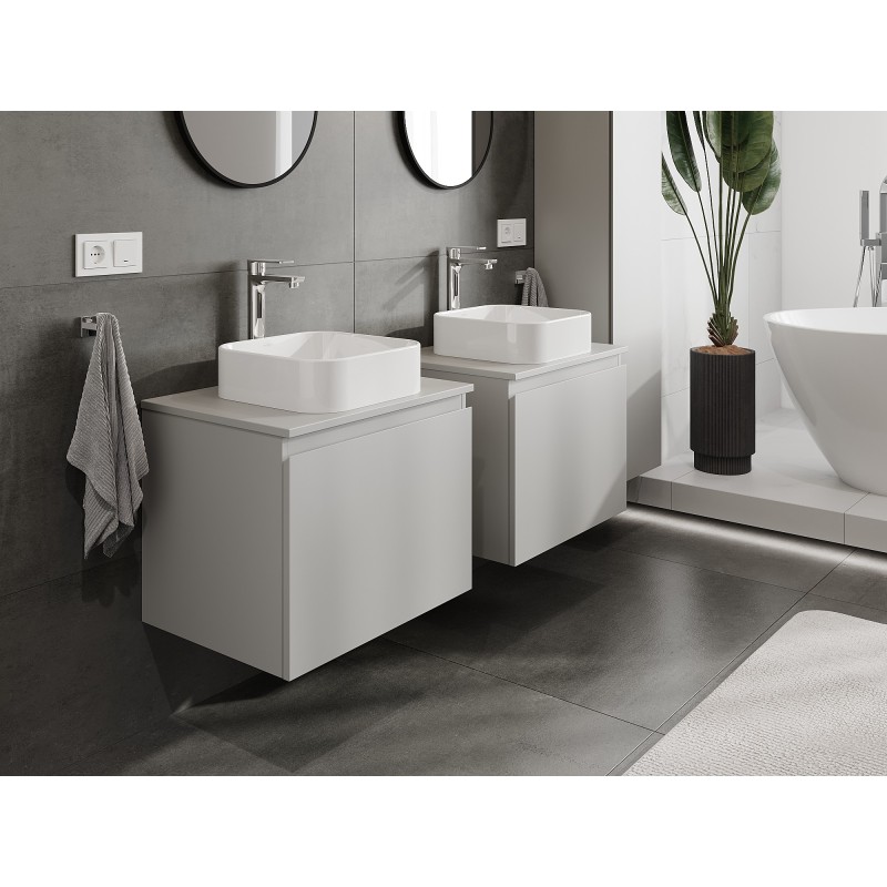 Mexen Orio szafka łazienkowa podumywalkowa 60 cm z blatem, 1 szuflada, szara mat - 91A10-06047-1-BFC62