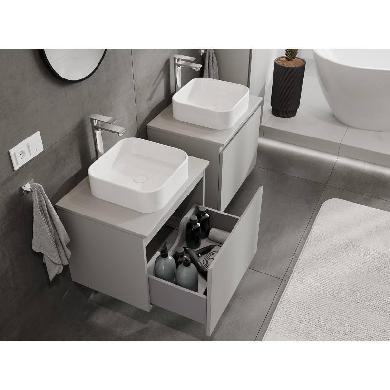 Mexen Orio szafka łazienkowa podumywalkowa 60 cm z blatem, 1 szuflada, szara mat - 91A10-06047-1-BFC62