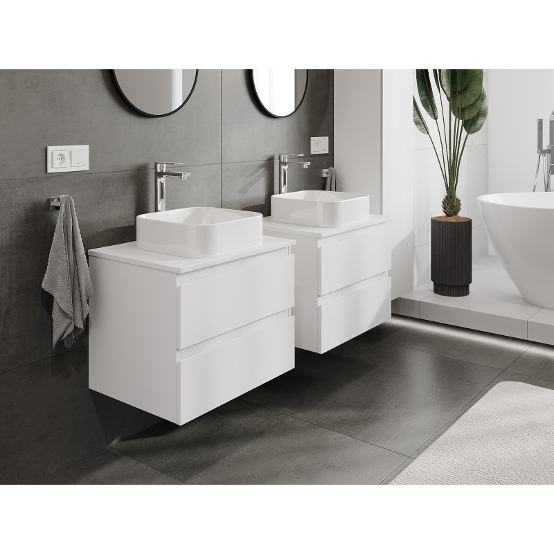 Mexen Orio szafka łazienkowa podumywalkowa 60 cm z blatem, 2 szuflady, biała mat - 91A10-06047-2-BFFC01