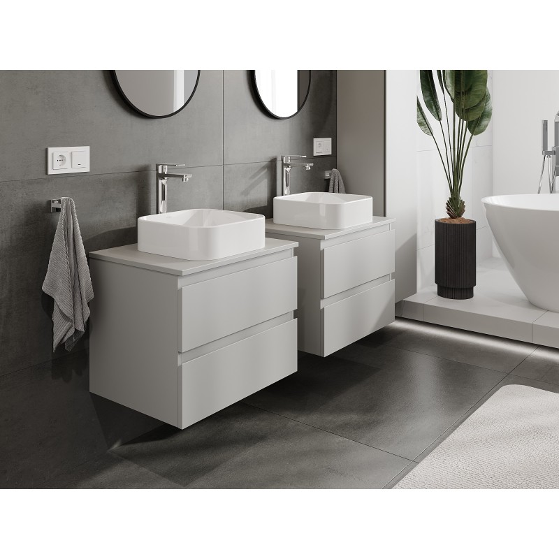 Mexen Orio szafka łazienkowa podumywalkowa 60 cm z blatem, 2 szuflady, szara mat - 91A10-06047-2-BFFC62