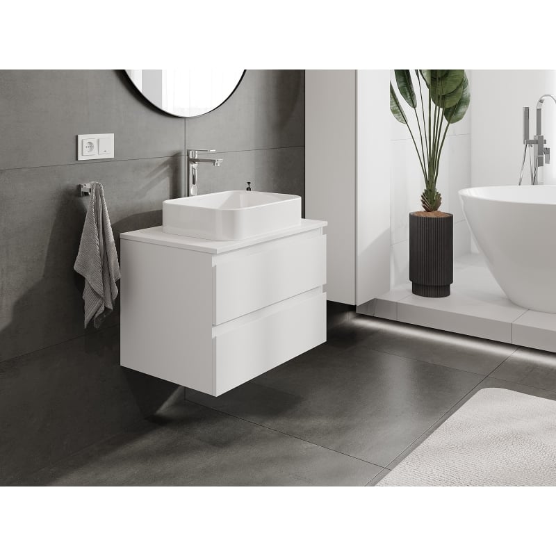 Mexen Orio szafka łazienkowa podumywalkowa 70 cm z blatem, 2 szuflady, biała mat - 91A10-07047-2-BFFC01