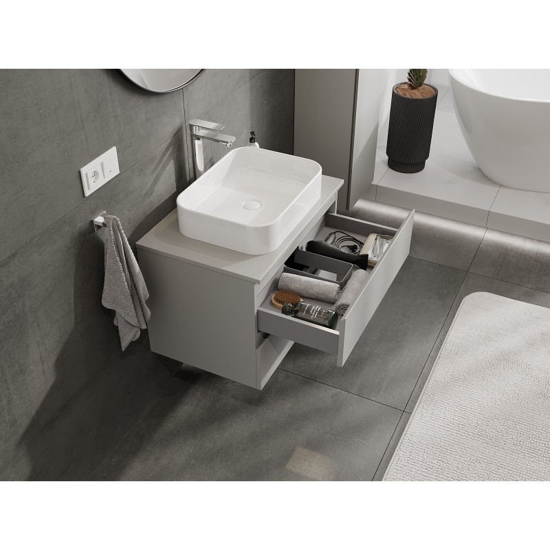 Mexen Orio szafka łazienkowa podumywalkowa 70 cm z blatem, 2 szuflady, szara mat - 91A10-07047-2-BFFC62
