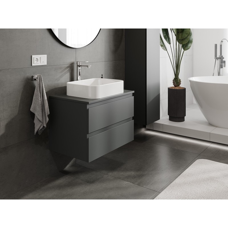Mexen Orio szafka łazienkowa podumywalkowa 70 cm z blatem, 2 szuflady, grafit mat - 91A10-07047-2-BFFC66