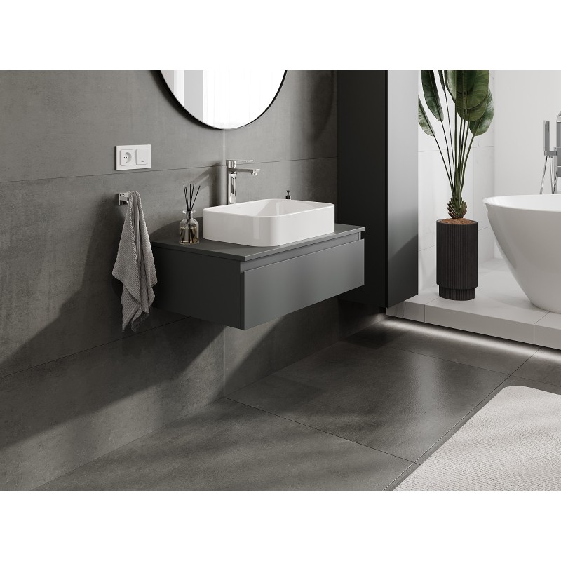 Mexen Orio szafka łazienkowa podumywalkowa 80 cm z blatem, 1 szuflada, grafit mat - 91A10-08023-1-BFC66