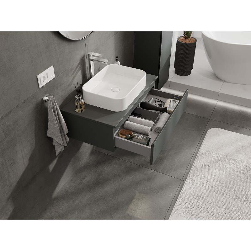 Mexen Orio szafka łazienkowa podumywalkowa 80 cm z blatem, 1 szuflada, grafit mat - 91A10-08023-1-BFC66