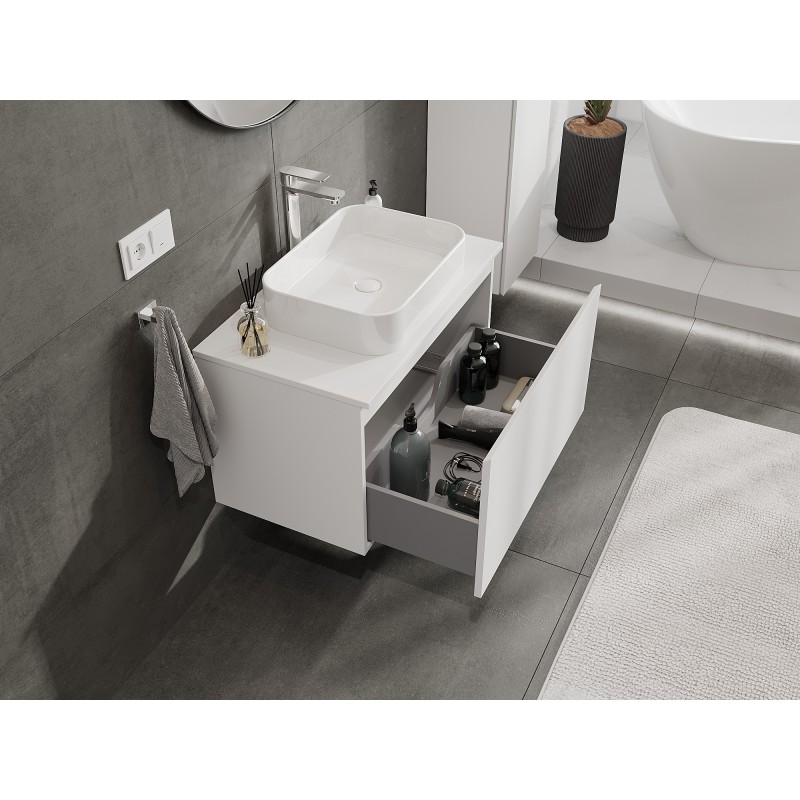 Mexen Orio szafka łazienkowa podumywalkowa 80 cm z blatem, 1 szuflada, biała mat - 91A10-08047-1-BFC01