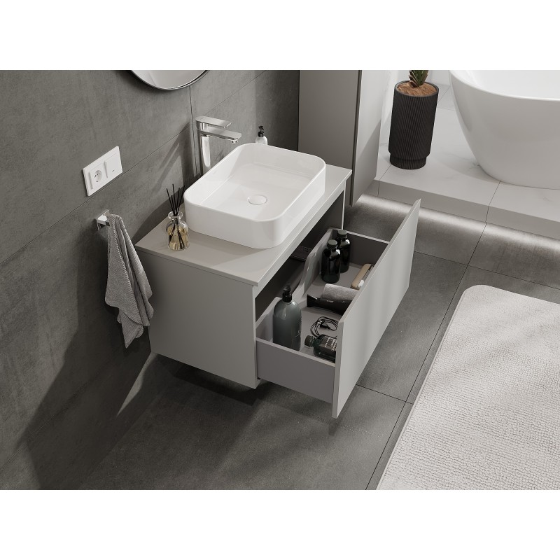 Mexen Orio szafka łazienkowa podumywalkowa 80 cm z blatem, 1 szuflada, szara mat - 91A10-08047-1-BFC62