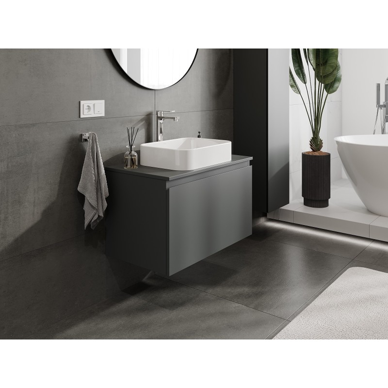 Mexen Orio szafka łazienkowa podumywalkowa 80 cm z blatem, 1 szuflada, grafit mat - 91A10-08047-1-BFC66