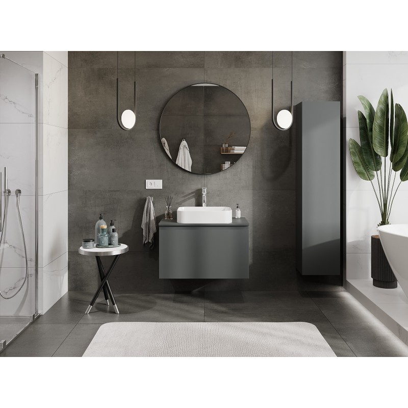 Mexen Orio szafka łazienkowa podumywalkowa 80 cm z blatem, 1 szuflada, grafit mat - 91A10-08047-1-BFC66