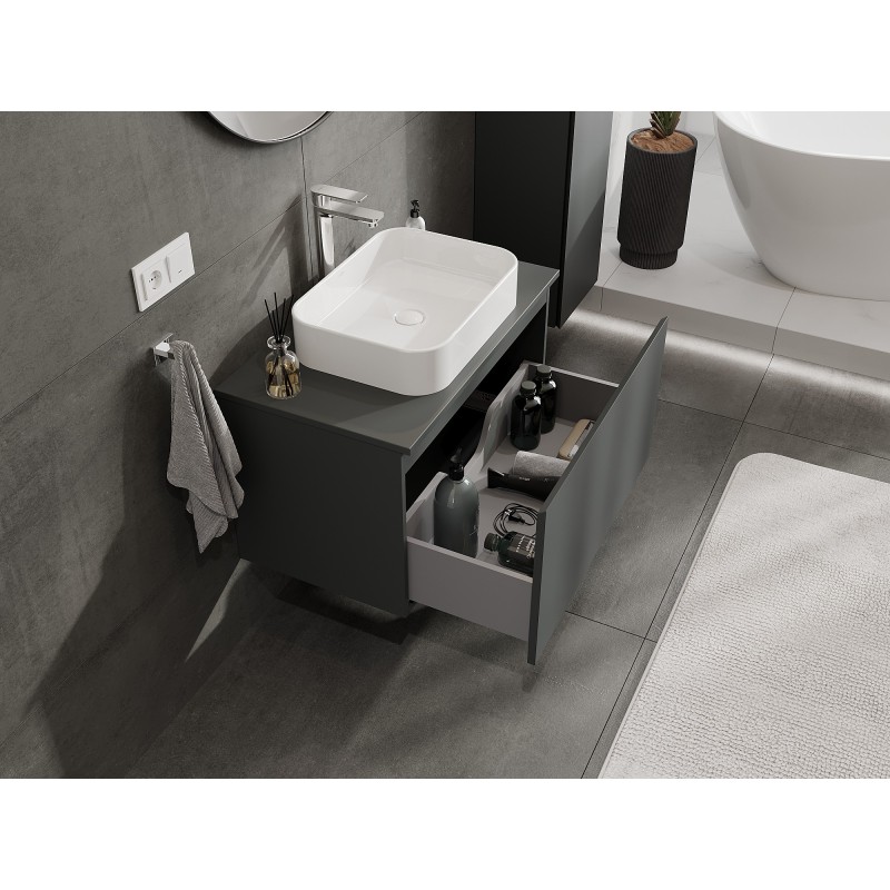 Mexen Orio szafka łazienkowa podumywalkowa 80 cm z blatem, 1 szuflada, grafit mat - 91A10-08047-1-BFC66