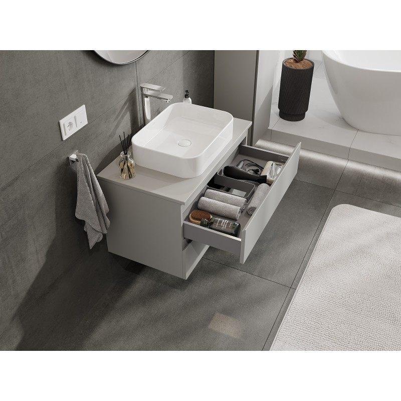 Mexen Orio szafka łazienkowa podumywalkowa 80 cm z blatem, 2 szuflady, szara mat - 91A10-08047-2-BFFC62