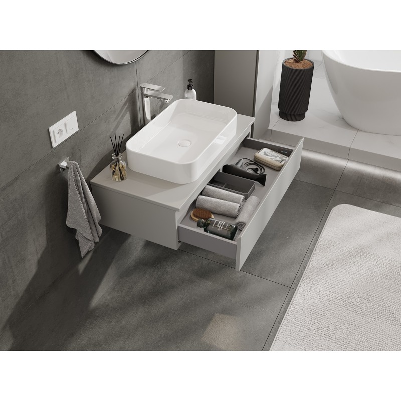 Mexen Orio szafka łazienkowa podumywalkowa 90 cm z blatem, 1 szuflada, szara mat - 91A10-09023-1-BFC62