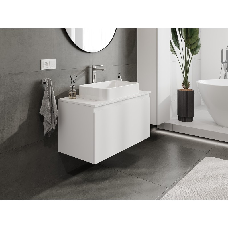 Mexen Orio szafka łazienkowa podumywalkowa 90 cm z blatem, 1 szuflada, biała mat - 91A10-09047-1-BFC01