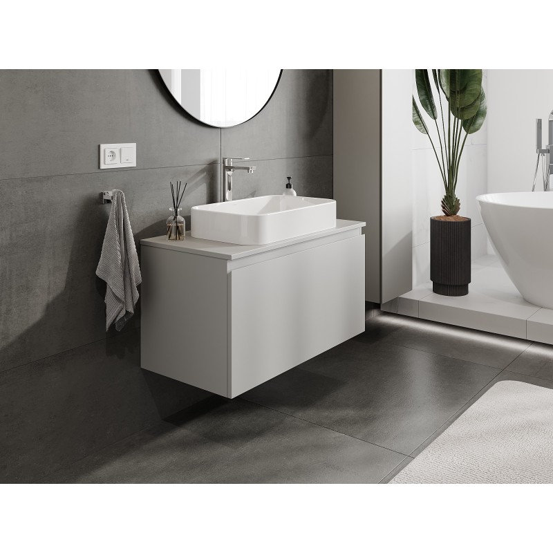Mexen Orio szafka łazienkowa podumywalkowa 90 cm z blatem, 1 szuflada, szara mat - 91A10-09047-1-BFC62