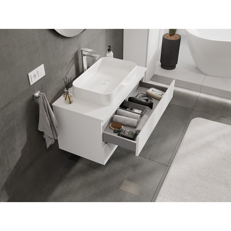 Mexen Orio szafka łazienkowa podumywalkowa 90 cm z blatem, 2 szuflady, biała mat - 91A10-09047-2-BFFC01