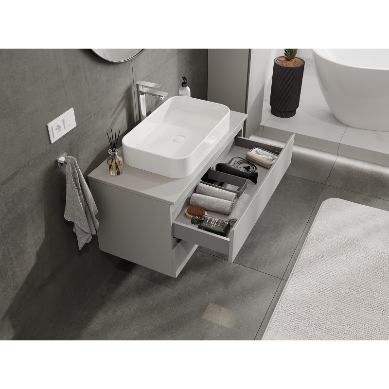 Mexen Orio szafka łazienkowa podumywalkowa 90 cm z blatem, 2 szuflady, szara mat - 91A10-09047-2-BFFC62