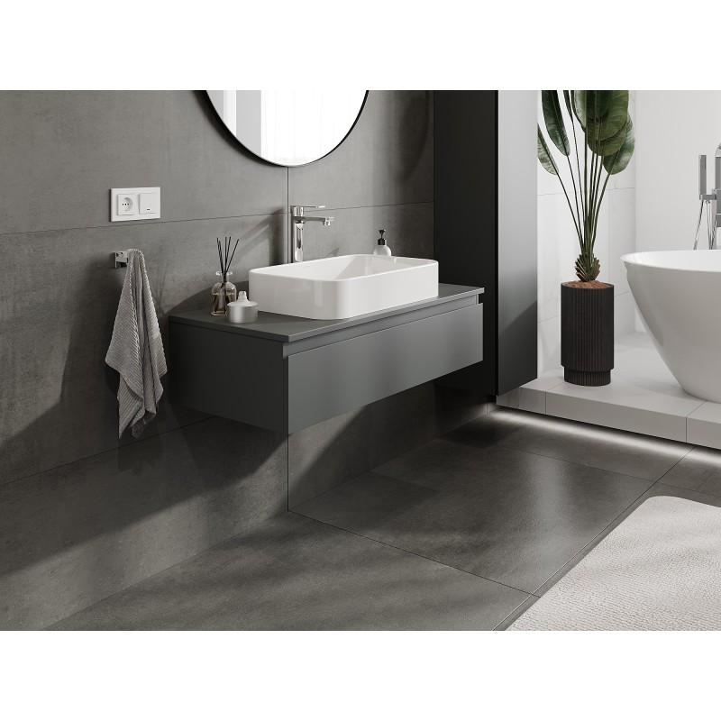 Mexen Orio szafka łazienkowa podumywalkowa 100 cm z blatem, 1 szuflada, grafit mat - 91A10-10023-1-BFC66