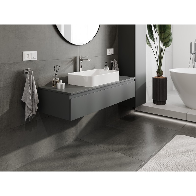 Mexen Orio szafka łazienkowa podumywalkowa 120 cm z blatem, 1 szuflada, grafit mat - 91A10-12023-1-BFC66